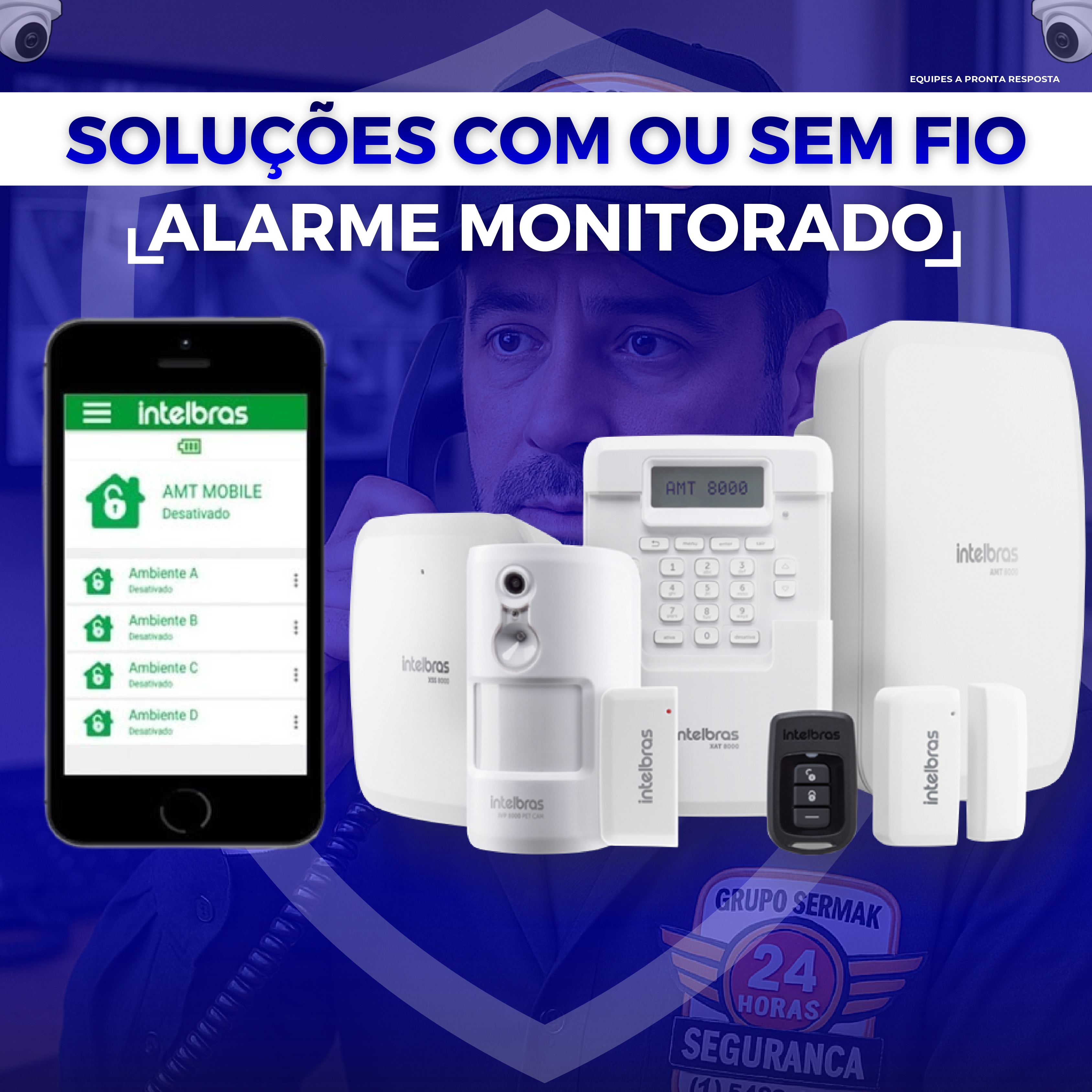 Equipe de segurança e vigilância 24 horas